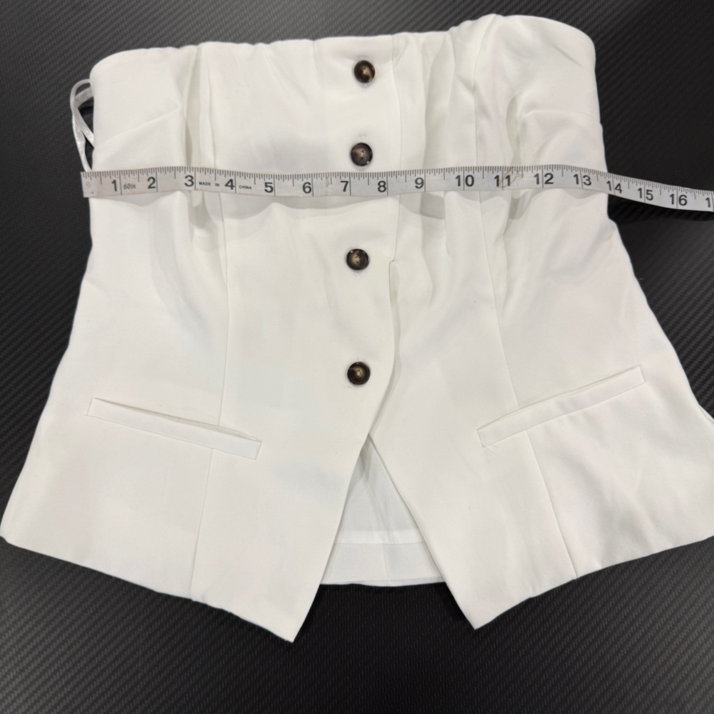 Monteau White Strapless Button-Front Bustier Top - image 7